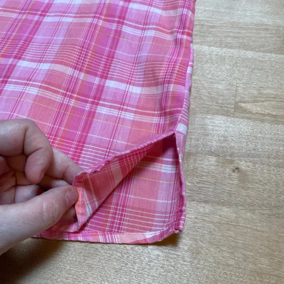 Vintage Chic Short Sleeve Button Down Cuff Sleeve Vent Side Blouse Size 1X Pink - Picture 9 of 12